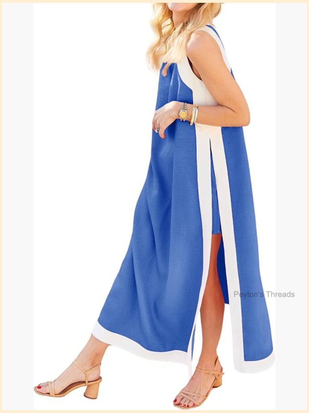 2 Piece Sets Boho Color Block Sleeveless Maxi Dress Matching Shorts With Pockets
